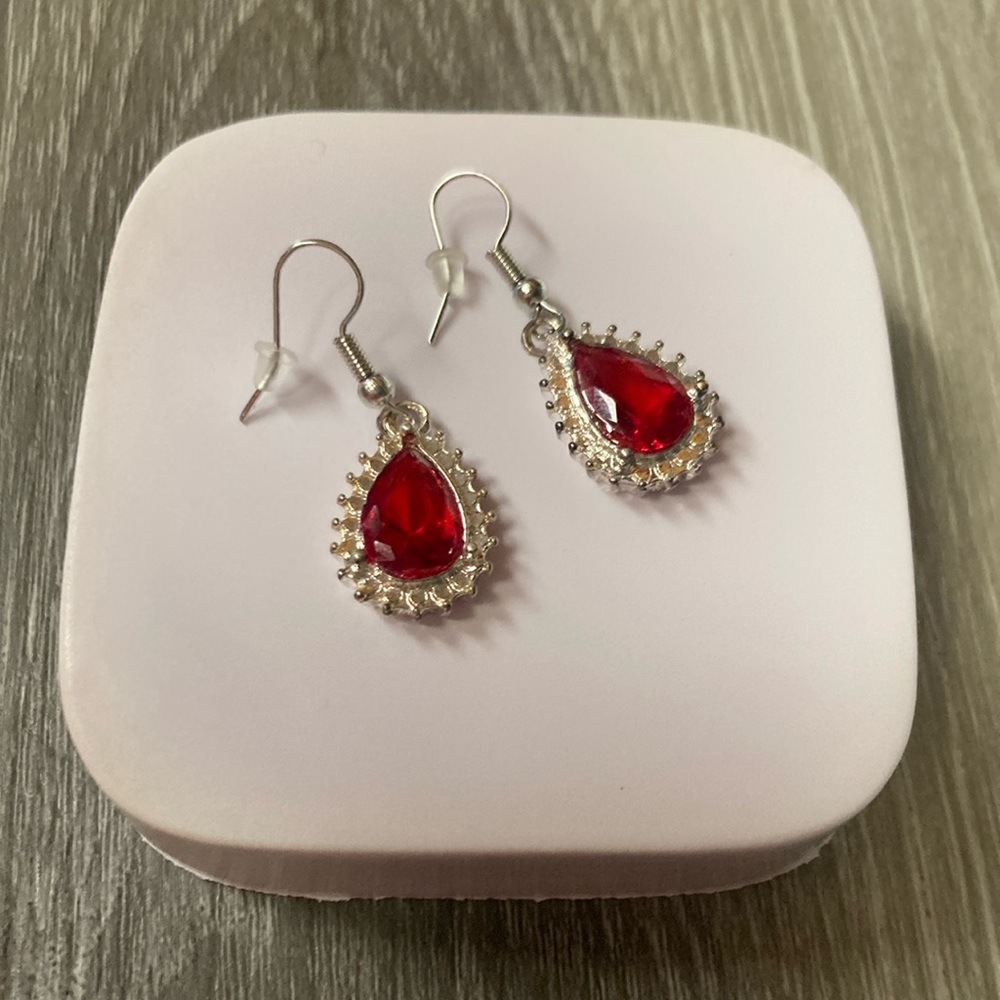 Faux Ruby Garnett Earrings